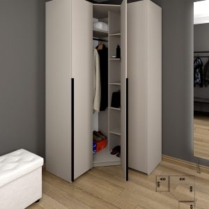 ארון בגדים פינתי 120X120 ס"מ - שמנת